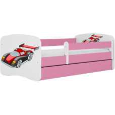 Kocot Kids babydreams pink racing car gulta bez atvilktnes ar matraci 140/70