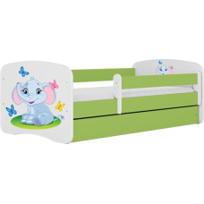 Kocot Kids babydreams green baby elephant gulta bez atvilktnes ar matraci 180/80