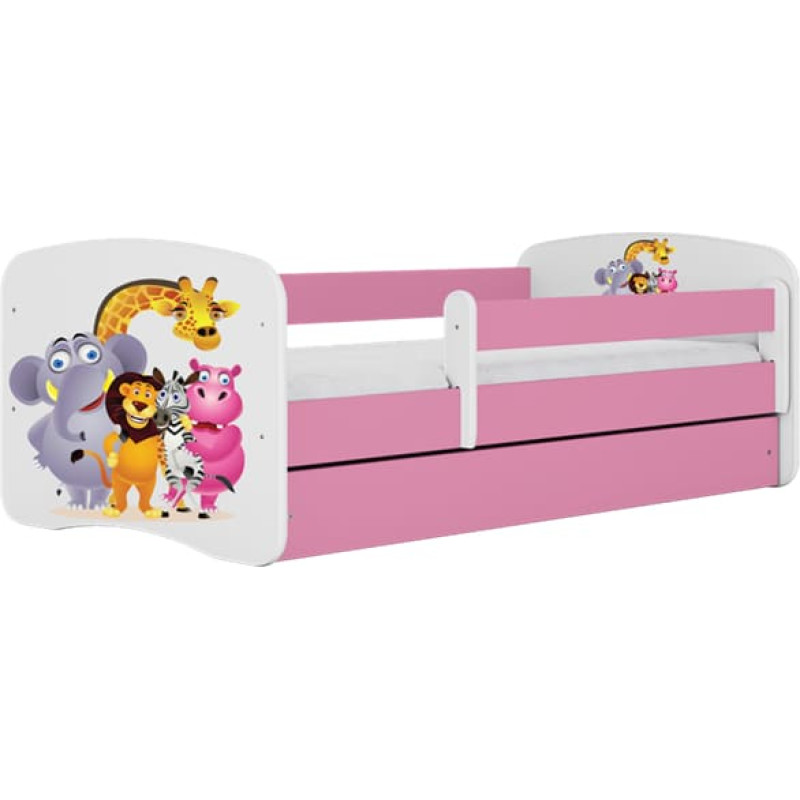 Kocot Kids babydreams pink zoo gulta bez atvilktnes ar matraci 160/80