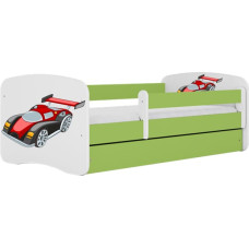 Kocot Kids babydreams green racing car gulta bez atvilktnes ar matraci 160/80