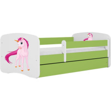 Kocot Kids babydreams green unicorn gulta ar atvilktni un matraci 160/80