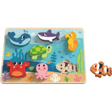 Tooky Toy Drewniane Puzzle Montessori Świat Morza Rybki Żółwik Kształty