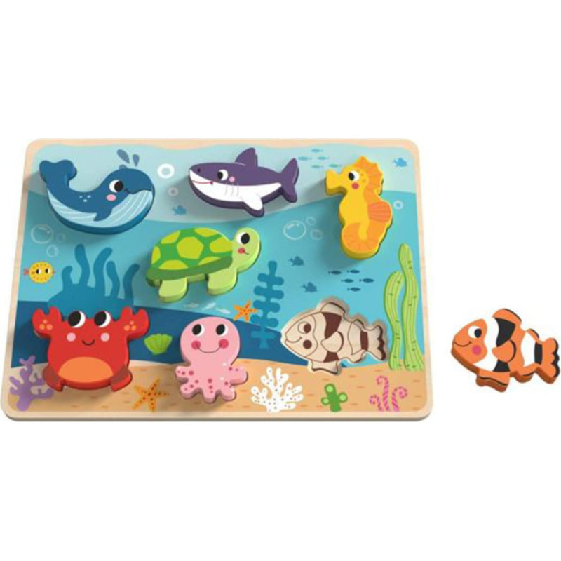 Tooky Toy Drewniane Puzzle Montessori Świat Morza Rybki Żółwik Kształty