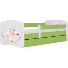 Kocot Kids babydreams green horse gulta bez atvilktnes ar matraci 140/70