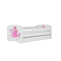 KOCOT KIDS gulta ar atvilktni un matraci BABYDREAMS white Princess on horse 180x80cm