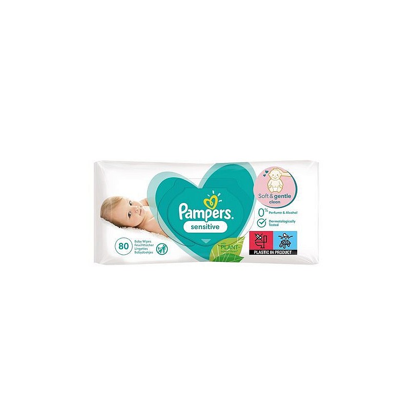 Pampers mitrās salvetes Sensitive 80 gab.