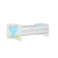 KOCOT KIDS gulta bez atvilktnes ar matraci BABYDREAMS white Blue teddybear 140x70cm