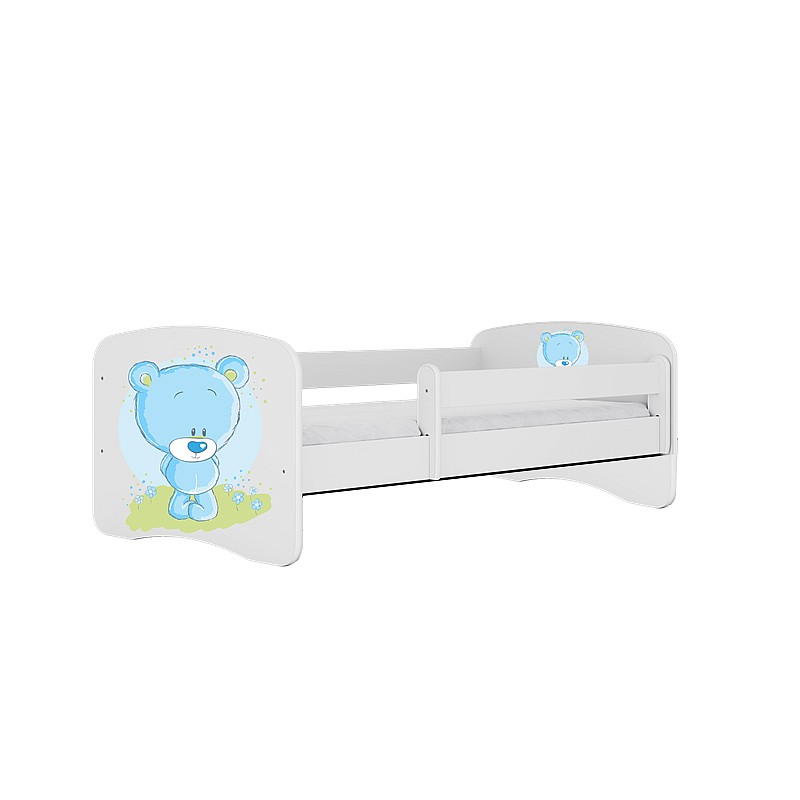 KOCOT KIDS gulta bez atvilktnes ar matraci BABYDREAMS white Blue teddybear 140x70cm