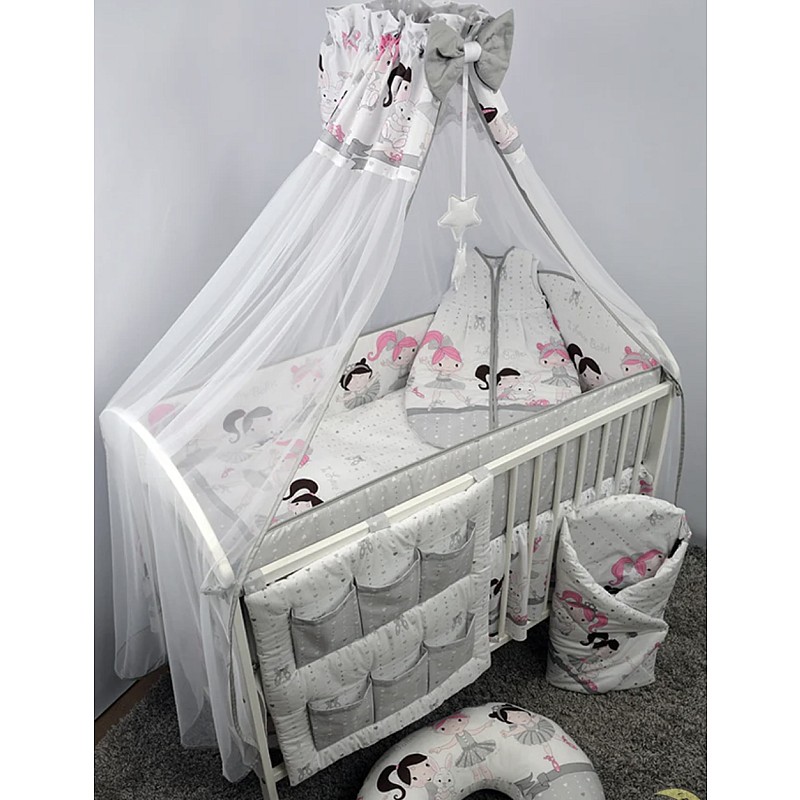 ANKRAS BALLERINA Gultas veļas komplekts no 6 daļām 120x90/360cm GREY