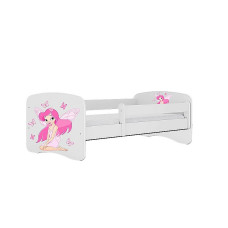 KOCOT KIDS gulta bez atvilktnes ar matraci BABYDREAMS white Fairy with butterflies 160x80cm