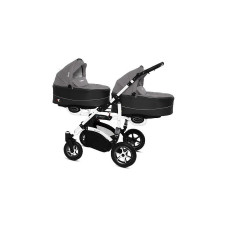 BABYACTIVE TWINNY PREMIUM dvīņu rati SILVER, 08 balts rāmis