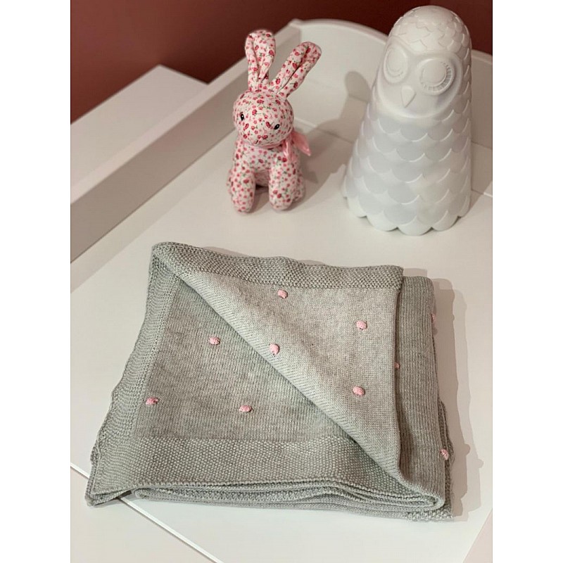 IMT pleds 80x100cm, Dots grey-pink IZPĀRDOŠANA