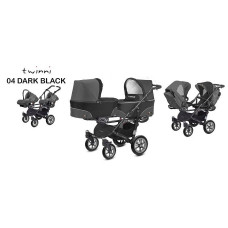 BABYACTIVE TWINNY CLASSIC dvīņu rati Dark Black - 04 melns un melns rāmis