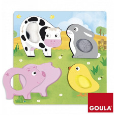 GOULA koka taktīlā puzle Farm Animals 4gab. 12m+ 53055