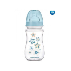 CANPOL BABIES Wide Neck EasyStart Newborn Baby PP pudelīte 240ml ar platu kaklu un silikona knupīti 3m+, 35/217 zila AKCIJA