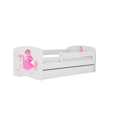 KOCOT KIDS gulta ar atvilktni un matraci BABYDREAMS white Princess on horse 140x70cm