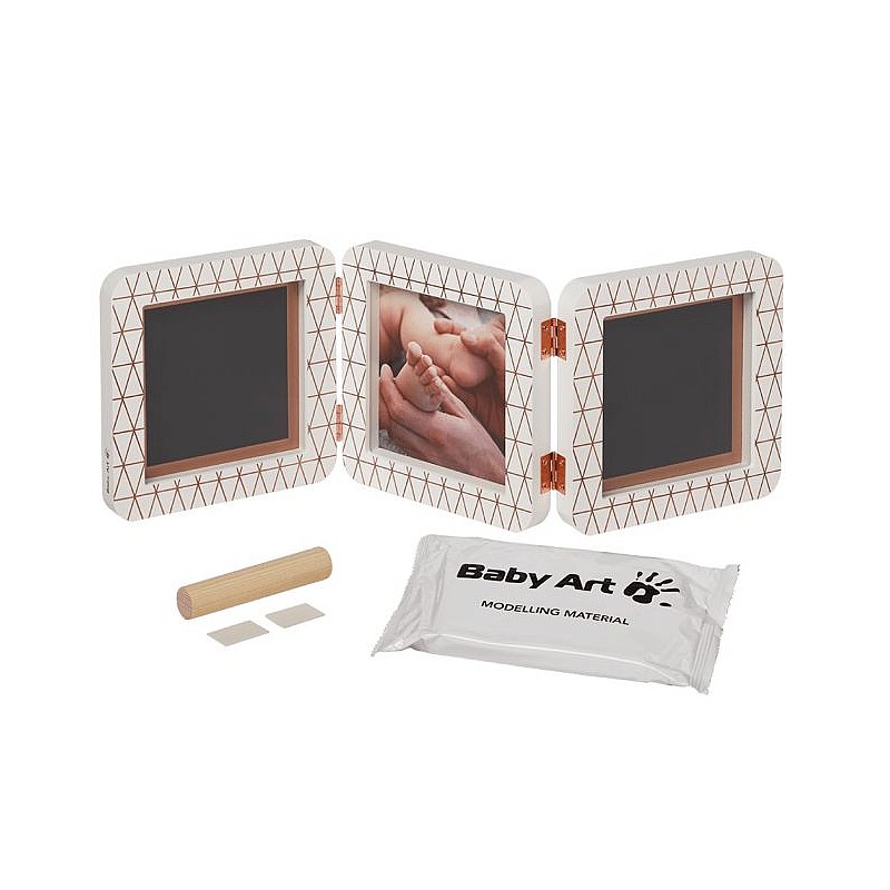 BABY ART Double Print Frame komplekts mazuļa pēdiņu/rociņu nospieduma izveidošanai, white, 3601092800