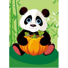 TSVETNOY Dimantu mozaīkas komplekts 17x22cm Panda with Pumpkin, X008e