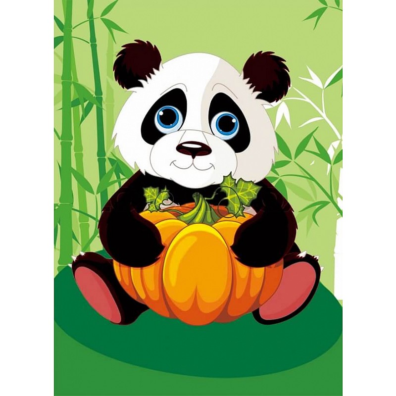 TSVETNOY Dimantu mozaīkas komplekts 17x22cm Panda with Pumpkin, X008e