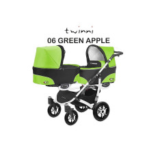 BABYACTIVE TWINNY CLASSIC dvīņu rati Green Apple - 06 zaļš ar baltu rāmi