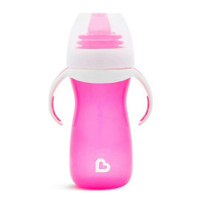 MUNCHKIN Gentle Transition Sippy krūzīte ar rokturiem, 9 m+, 296ml rozā, 05182901