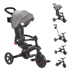 GLOBBER trīsritenis Explorer Trike Foldable 4in1, melni pelēks, 732-120