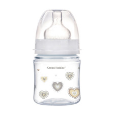 CANPOL BABIES Wide Neck EasyStart Newborn Baby PP pudelīte 120ml ar platu kaklu un silikona knupīti 0m+, 35/216 bēša