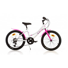 QUURIO BIKE bērnu velosipēds ar pārnesumiem, izmērs 20”, rozā-balts, 420 D