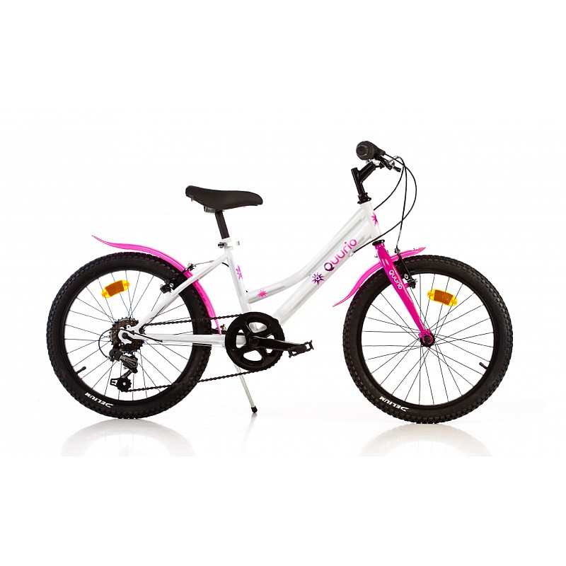 QUURIO BIKE bērnu velosipēds ar pārnesumiem, izmērs 20”, rozā-balts, 420 D