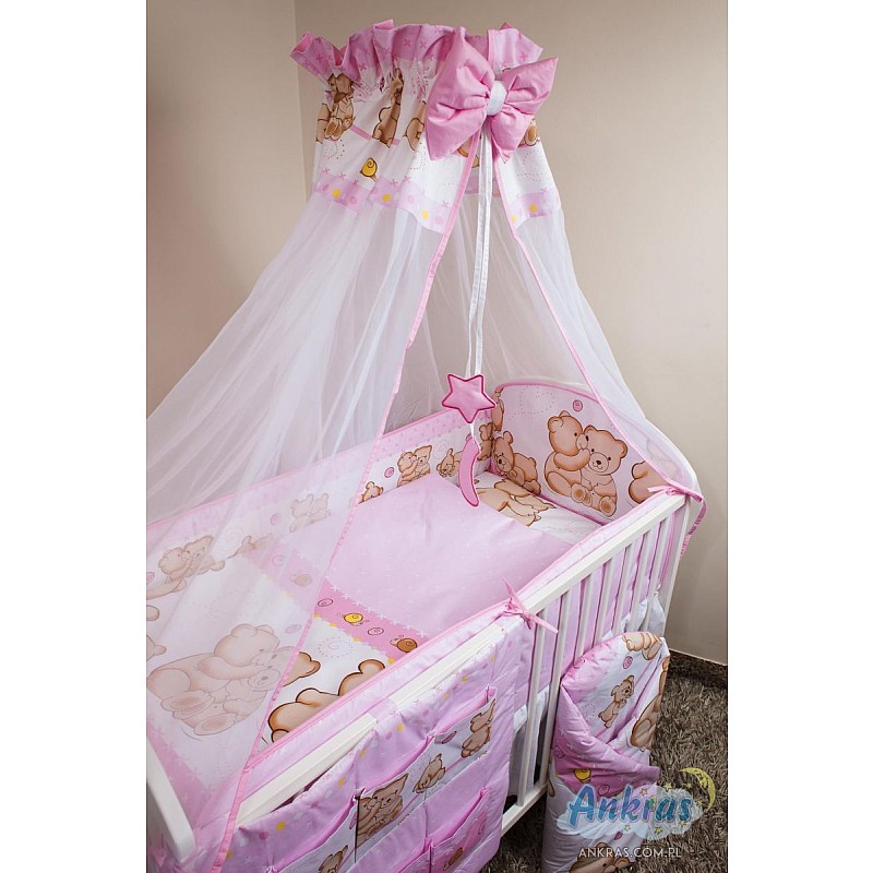 ANKRAS FRIENDS Gultas veļas komplekts no 4 daļām 135x100cm - 360cm - rozā