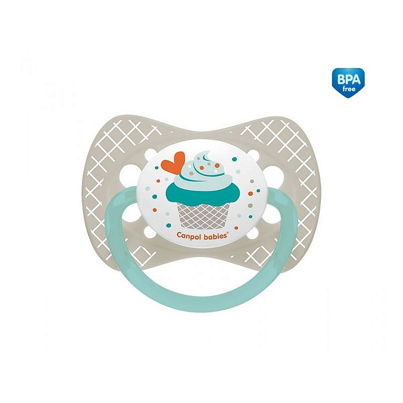 CANPOL BABIES Cupcake Simetriskas formas silikona māneklis 0-6m+ 23/282 grey ATLAIDE