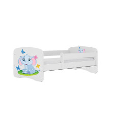 KOCOT KIDS gulta bez atvilktnes ar matraci BABYDREAMS white Baby elephant 140x70cm