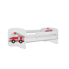 KOCOT KIDS gulta bez atvilktnes ar matraci BABYDREAMS white Fire brigade 180x80cm