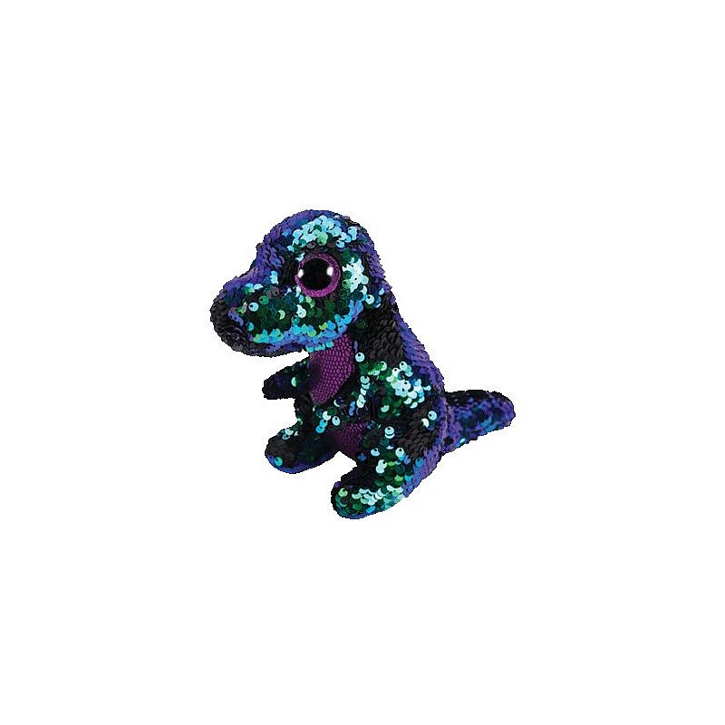 TY Flippables Mīkstā rotaļlieta CRUNCH GREEN PURPLE SEQUIN DINOSAUR reg 15cm, TY36260