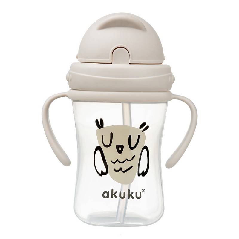 AKUKU Pudelīte ar salmiņu 9m+ 300ml OWL A0204