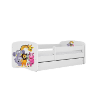 KOCOT KIDS gulta ar atvilktni un matraci BABYDREAMS white Zoo 180x80cm
