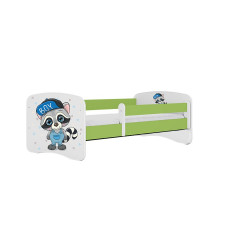 KOCOT KIDS gulta bez atvilktnes ar matraci BABYDREAMS green Raccoon 180x80cm