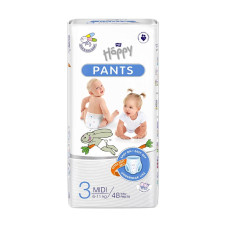 HAPPY Pants Midi autiņbiksītes 3 izmērs 6-11kg. 48gab.