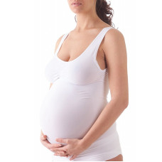 BELLISSIMA Bezvīļu krekliņš ar krūšu un vēdera atbalstu Maternity L-XL balts IZPĀRDOŠANA