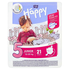 HAPPY Junior autiņbiksītes 5 izmērs 12-25kg 21gab. IZPĀRDOŠANA