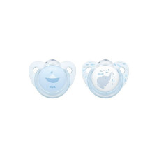 NUK Rose and Blue Ortodontiskas formas silikona māneklis Baby Blue 6-18m 2gab. SU77 10736160 синий IZPĀRDOŠANA