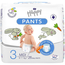 HAPPY Pants Midi autiņbiksītes 3 izmērs 6-11kg. 26gab.