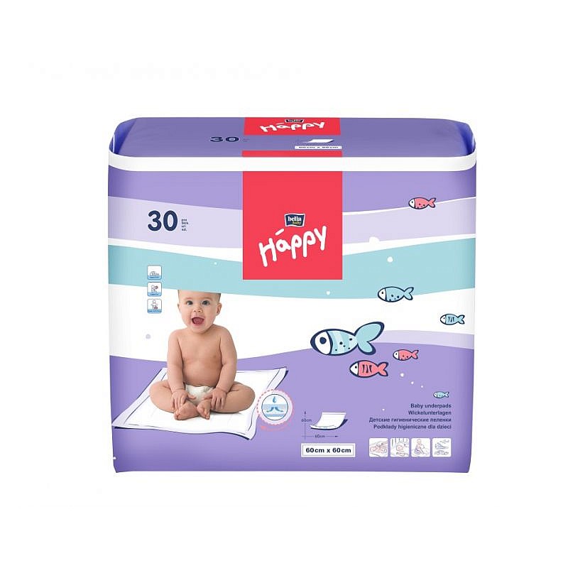 HAPPY higiēniskie paladziņi bērniem 60x60cm, 30gb.