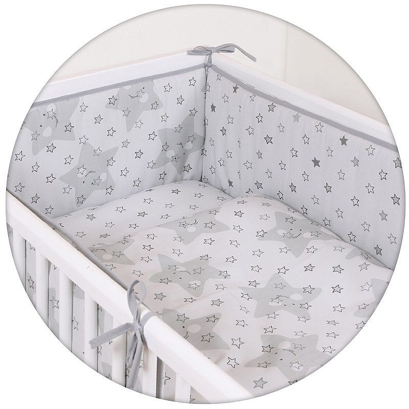 CEBABABY gultas veļas komplekts no 3 daļām 135x100cm STARS GREY