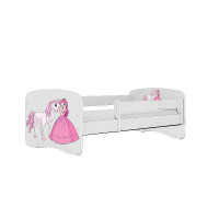 KOCOT KIDS gulta bez atvilktnes ar matraci BABYDREAMS white Princess horse 180x80cm