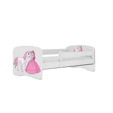 KOCOT KIDS gulta bez atvilktnes ar matraci BABYDREAMS white Princess horse 180x80cm