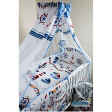 ANKRAS MARINA gultas veļas komplekts no 4 daļām 120x90cm - 360cm - zils