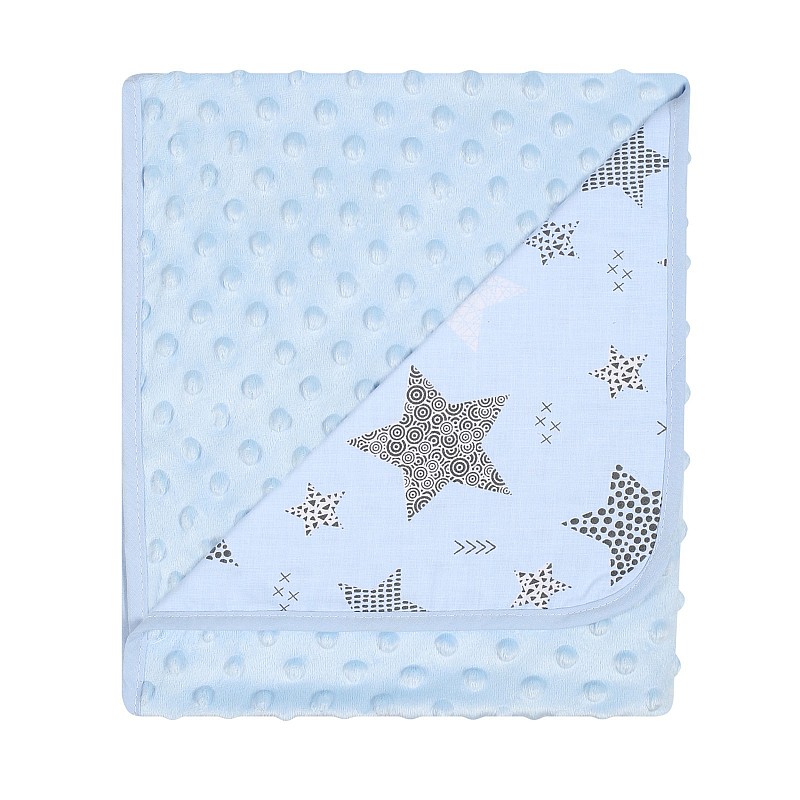 DUET BABY Pleds Minky+Cotton Print  art. 625 STARS blue (746256)