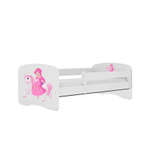 KOCOT KIDS gulta bez atvilktnes ar matraci BABYDREAMS white Princess on horse 140x70cm