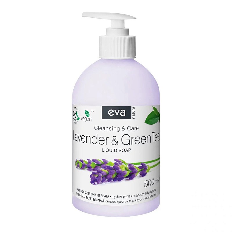 EVA NATURA krēmveida roku ziepes Lavender&Green Tea, 500 ml IZPĀRDOŠANA